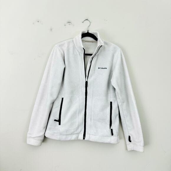 Columbia Women's White Full Zip Fleece Jacket Funnel Collar Size Small - Picture 1 of 8